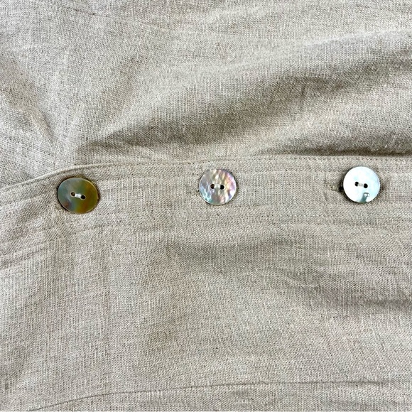 Beige Button-Up linen Shirt Dress - Picture 3 of 4